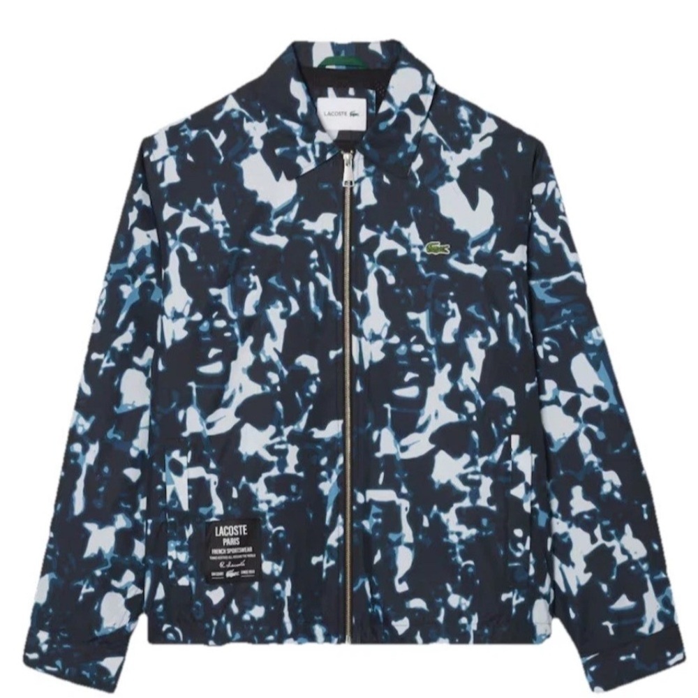 Lacoste Paris Jacket Print Motif Windbreaker Blue Lightweight Men’s Small Medium